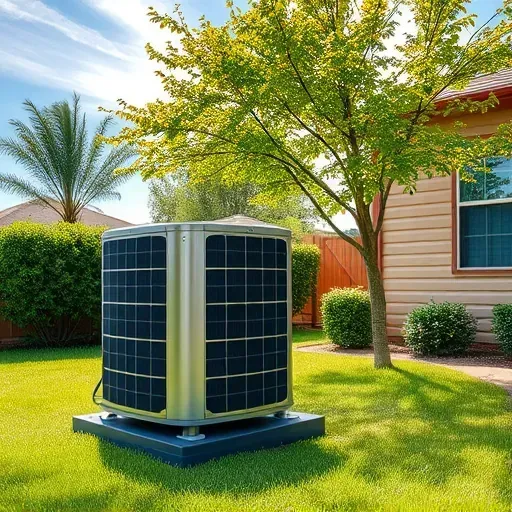 Recently repaired air conditioning unit outdoors in Rendon TX, alongside lush lawn and trees, showcasing professional HVAC work.