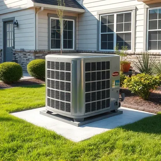 Complete outdoor AC repair in Crowley, TX, featuring a sleek HVAC unit on a tidy lawn with a modern suburban home.