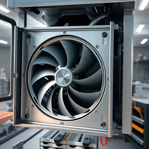 Modern air conditioning unit interior with detailed components in a clean workshop, showcasing expert repair craftsmanship.