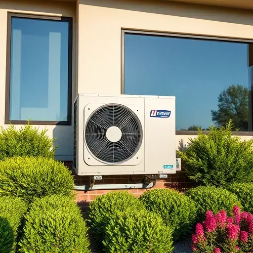 A modern HVAC installation outside a home in Willow Park, TX, surrounded by vibrant landscaping and clear skies.