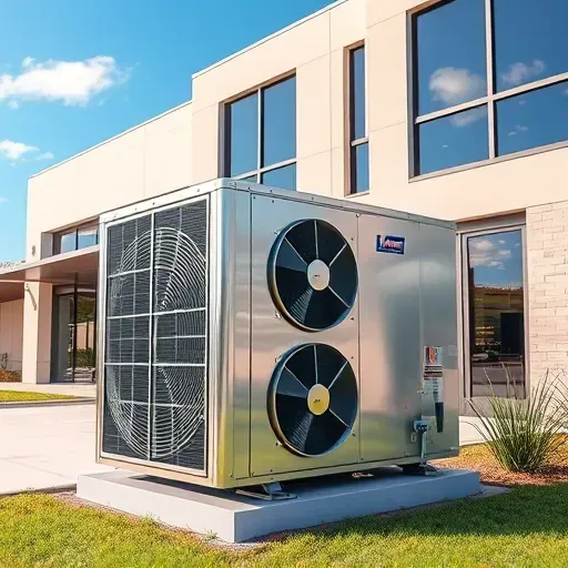 HVAC unit installed on a modern commercial building exterior in Forest Hill, TX, with detailed textures and sleek architecture.