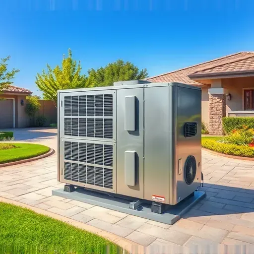 Modern HVAC unit installed in a landscaped exterior yard in North Richland Hills, TX, showcasing sleek design and craftsmanship.