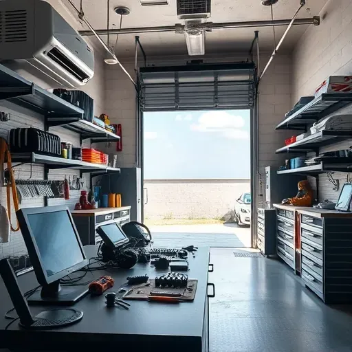 Modern air conditioning repair workshop in Haltom City, TX, with organized tools, clean workspace, and equipment.