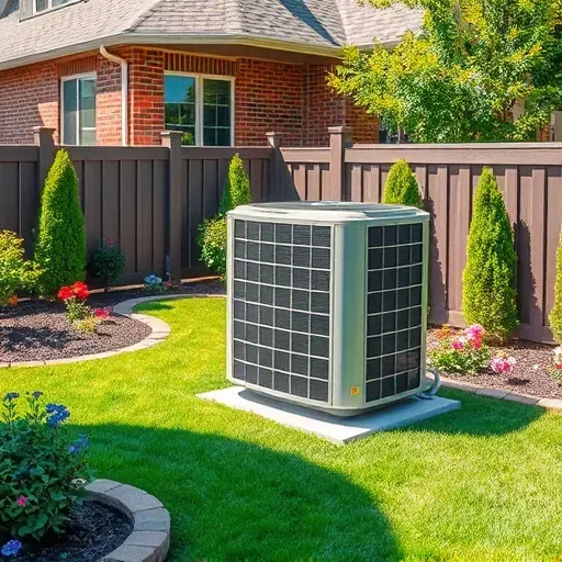 Perfectly completed HVAC installation in Sanger TX with a clean outdoor unit surrounded by vibrant landscaping and a charming home.
