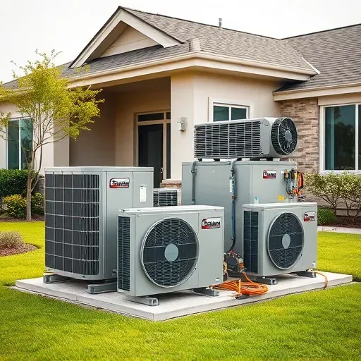 Completed HVAC system in Corinth TX with neat units, color-coded lines, and a well-kept modern home garden.