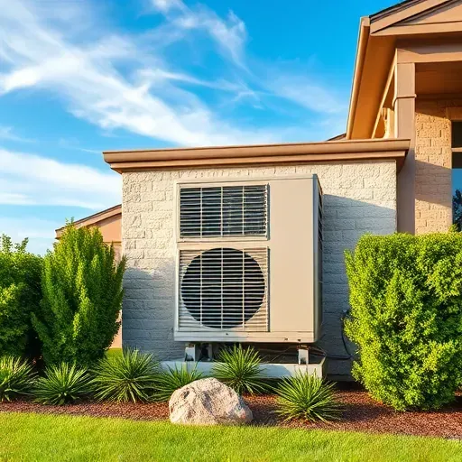 Modern HVAC installation in Azle TX with sleek unit, lush landscaping, clear sky, and strong craftsmanship appeal.