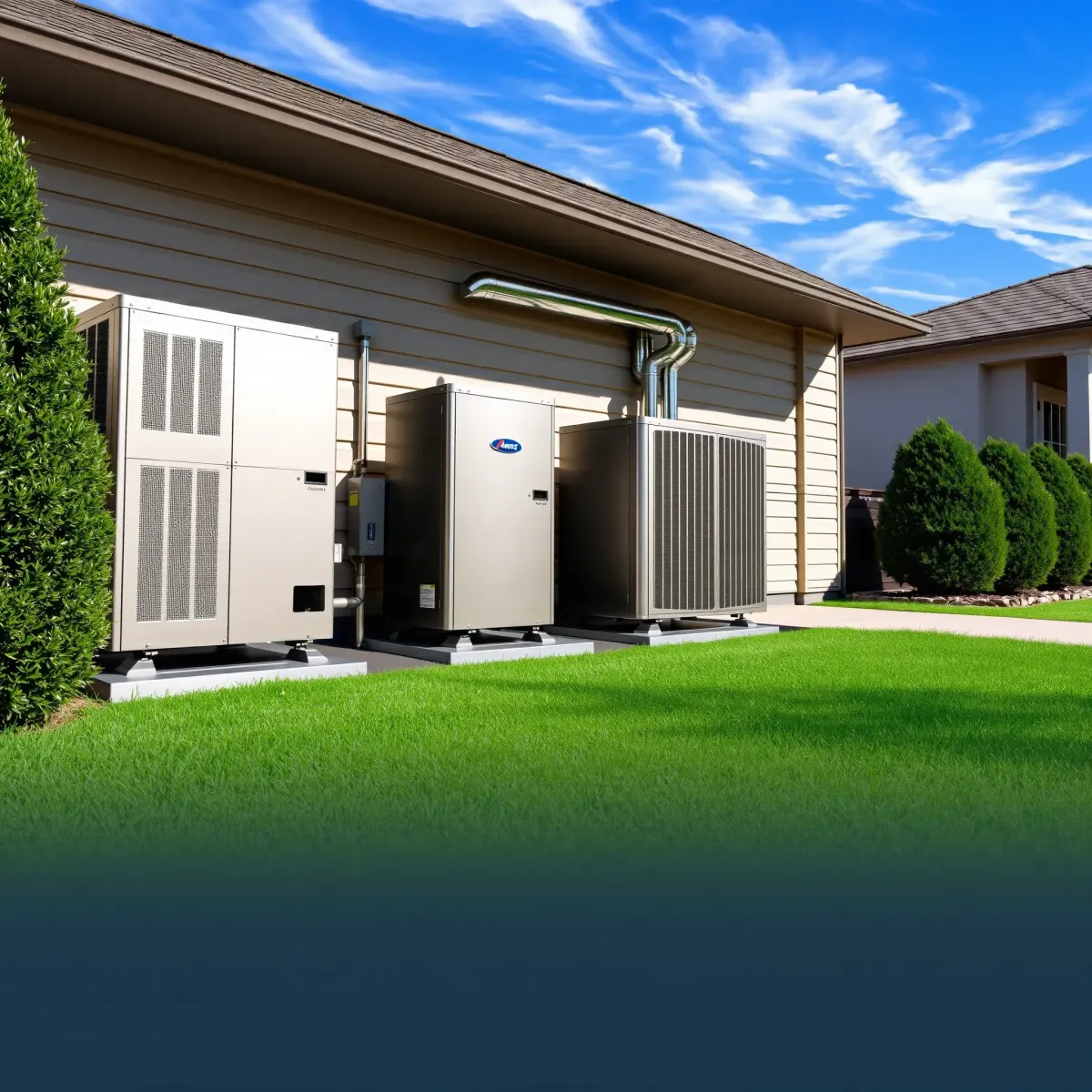 Outdoor HVAC system in White Settlement, TX, with sleek metal units, insulated ductwork, control panels, and weatherproof casings.
