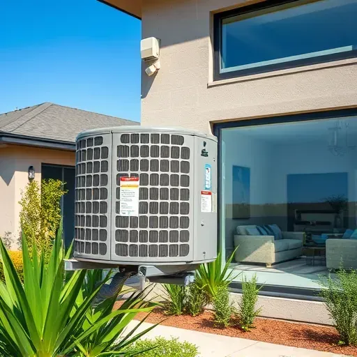 Completed air conditioning repair outside a modern Crowley home with clean, serviced HVAC system, lush landscaping, and bright lighting