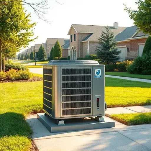 Modern air conditioning unit outside a home in Everman TX with landscaping and a clean driveway under bright skies.