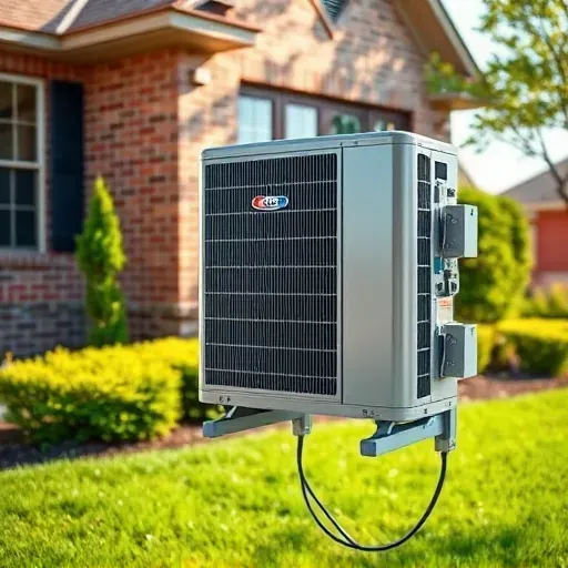 Newly serviced air conditioning unit outdoors in River Oaks TX, surrounded by a tidy lawn and residential backdrop.