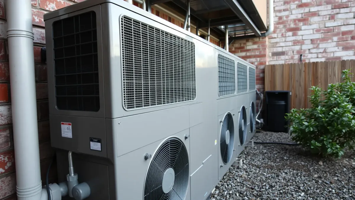 Modern commercial HVAC system with sleek metallic surfaces, advanced controls, ductwork, and bright natural light in Argyle, TX.