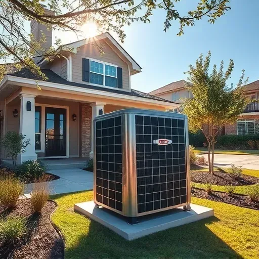 Perfectly installed HVAC system in Shady Shores TX, blending with a modern home and charming landscape in a serene setting.