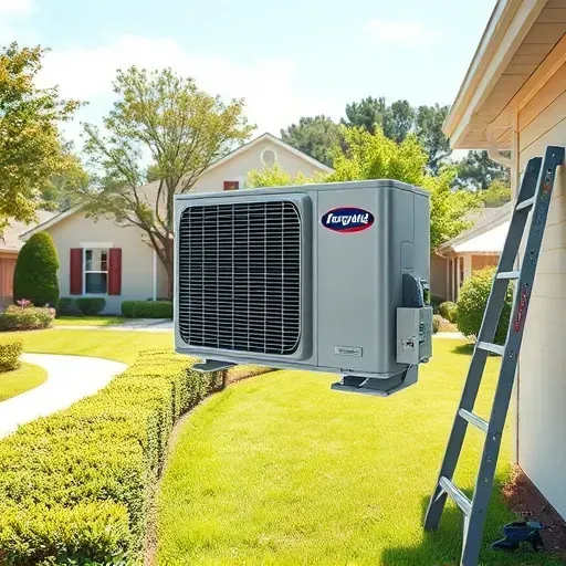 Repaired outdoor AC unit on a home in Lakeside, TX, with clean installation, digital controls, and a lush suburban background.