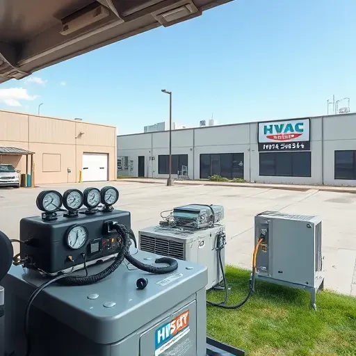 Clean HVAC maintenance workstation with diagnostic tools and digital gauges in a service vehicle outdoors in Fort Worth Texas under clear skies