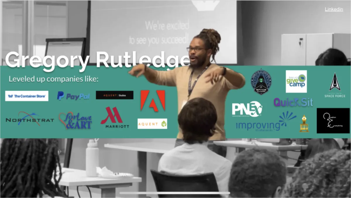 Gregory Rutledge leading a room of students