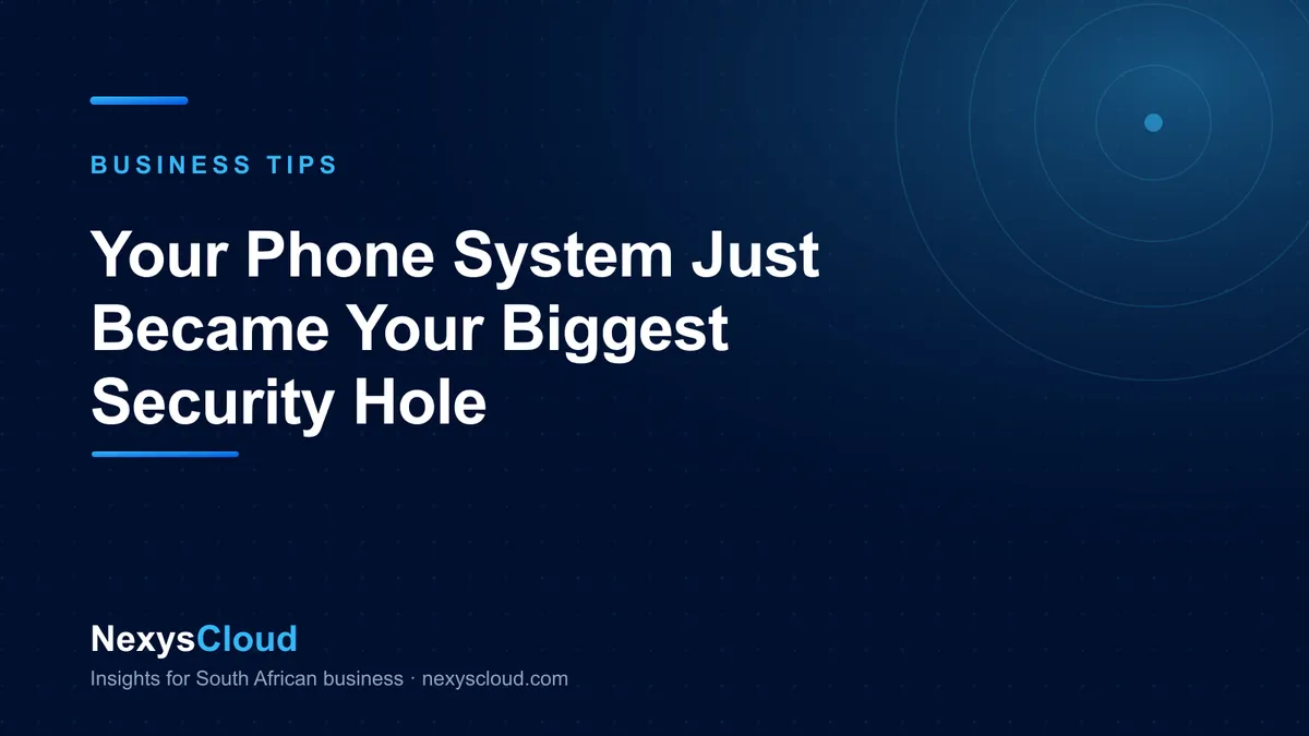 A business phone on a desk with a padlock icon overlay, representing phone system security and POPI compliance