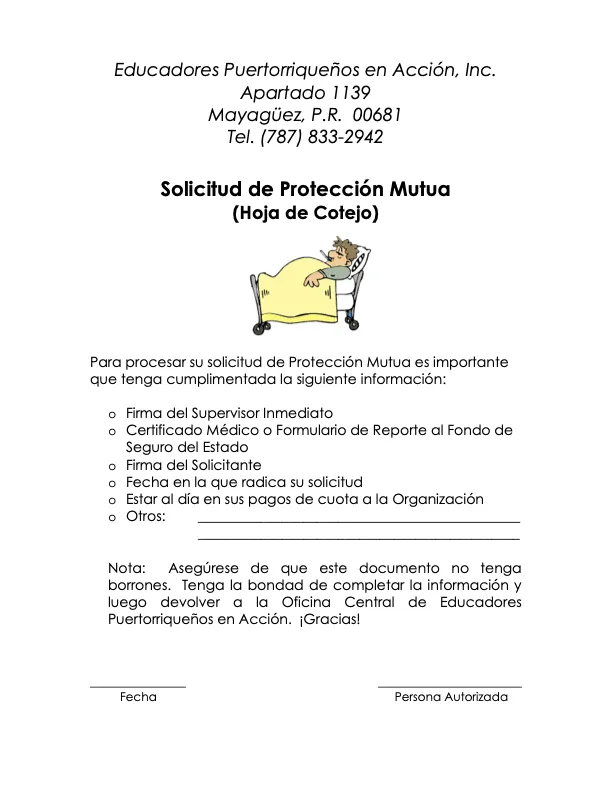 Hoja de Cotejo Protección Mutua Socio Activo