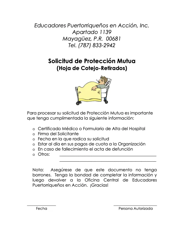Hoja de Cotejo Protección Mutua Socio Retirado
