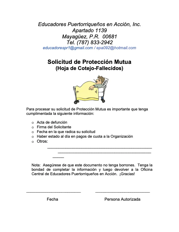 Hoja de Cotejo Protección Mutua Socio Fallecido