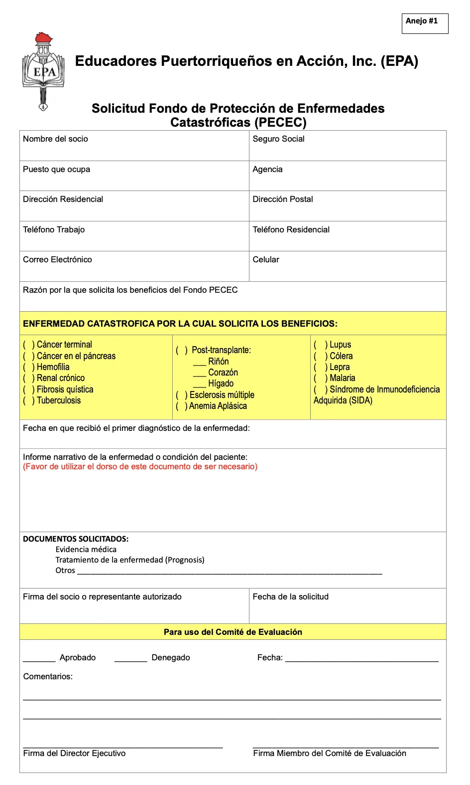 Formularios PECEP añejo 1