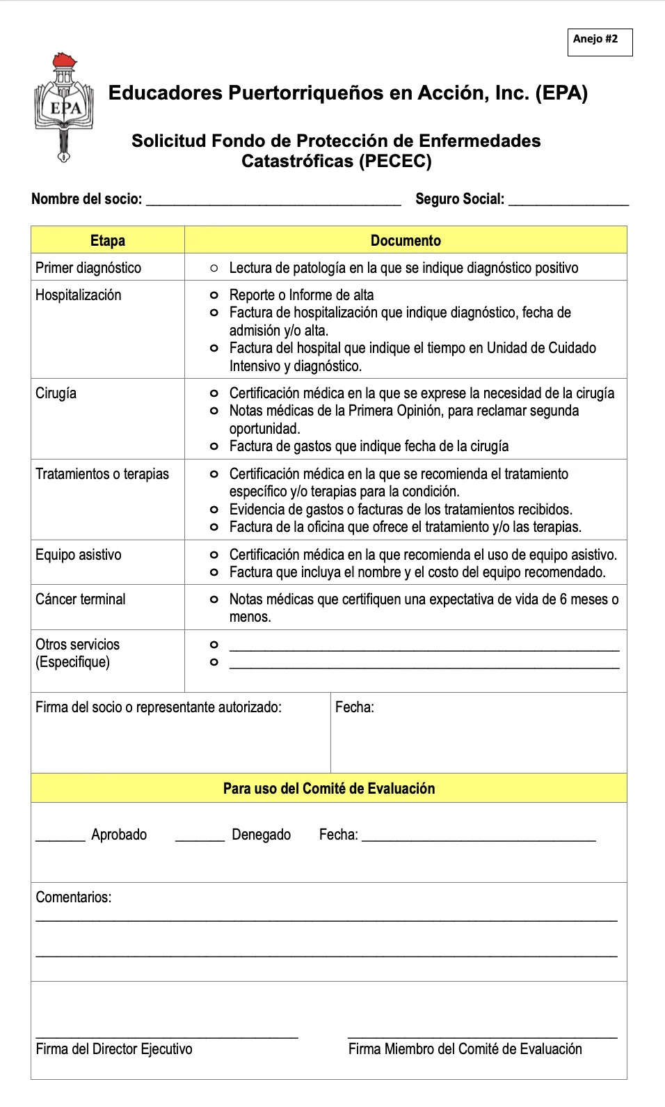 Formularios PECEP añejo 2