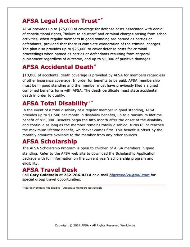 AFSA Member Benefits Summary 2024 page 2