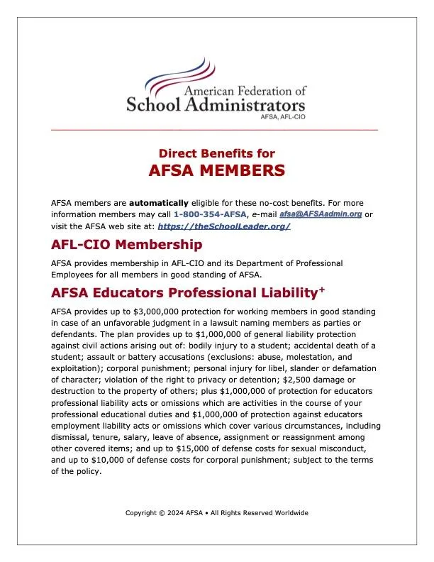 AFSA Member Benefits Summary 2024 page 1