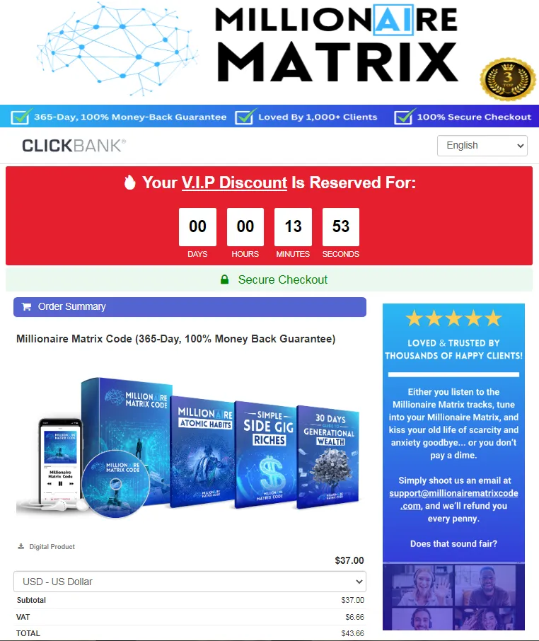 Millionaire Matrix Code buy now