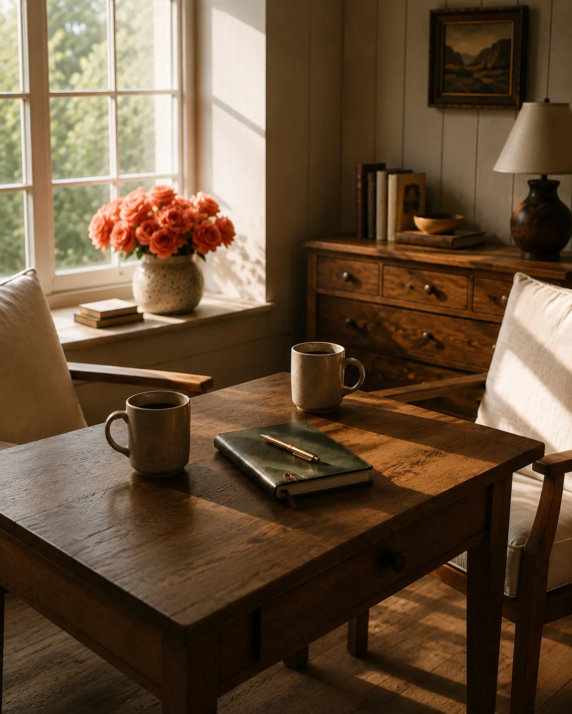 Nicole Nelson standing grounded at a wooden table near a window — Ascend phase three, build leadership strategy and systems to scale