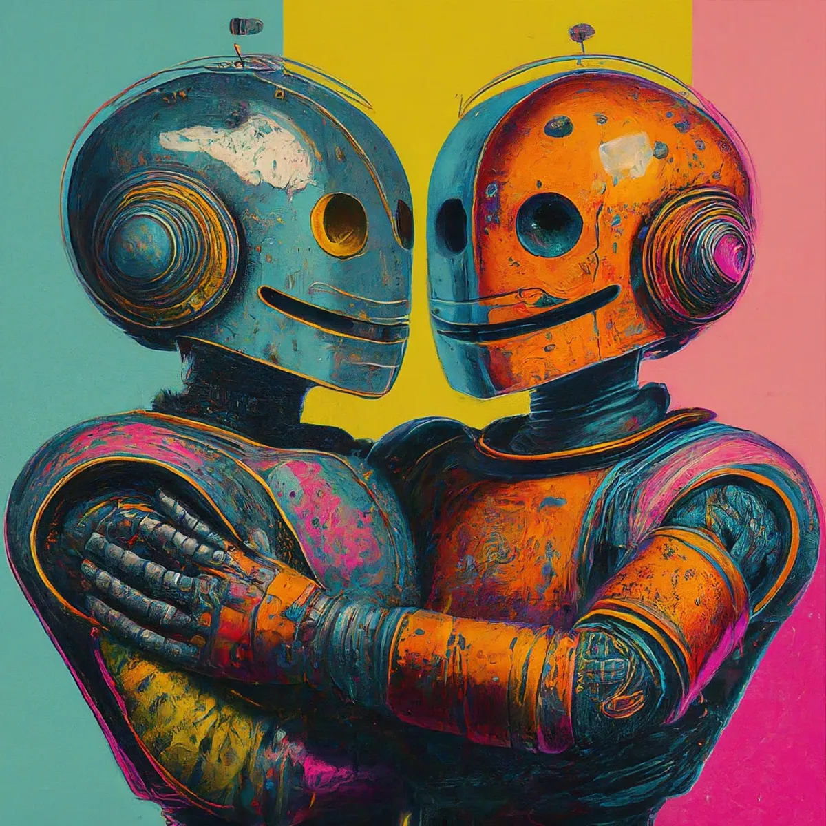 An image of two robots hugging eachother representing the healthy relationships Nitep as a digital marketing agency creates with its clients to foster mutual success and results