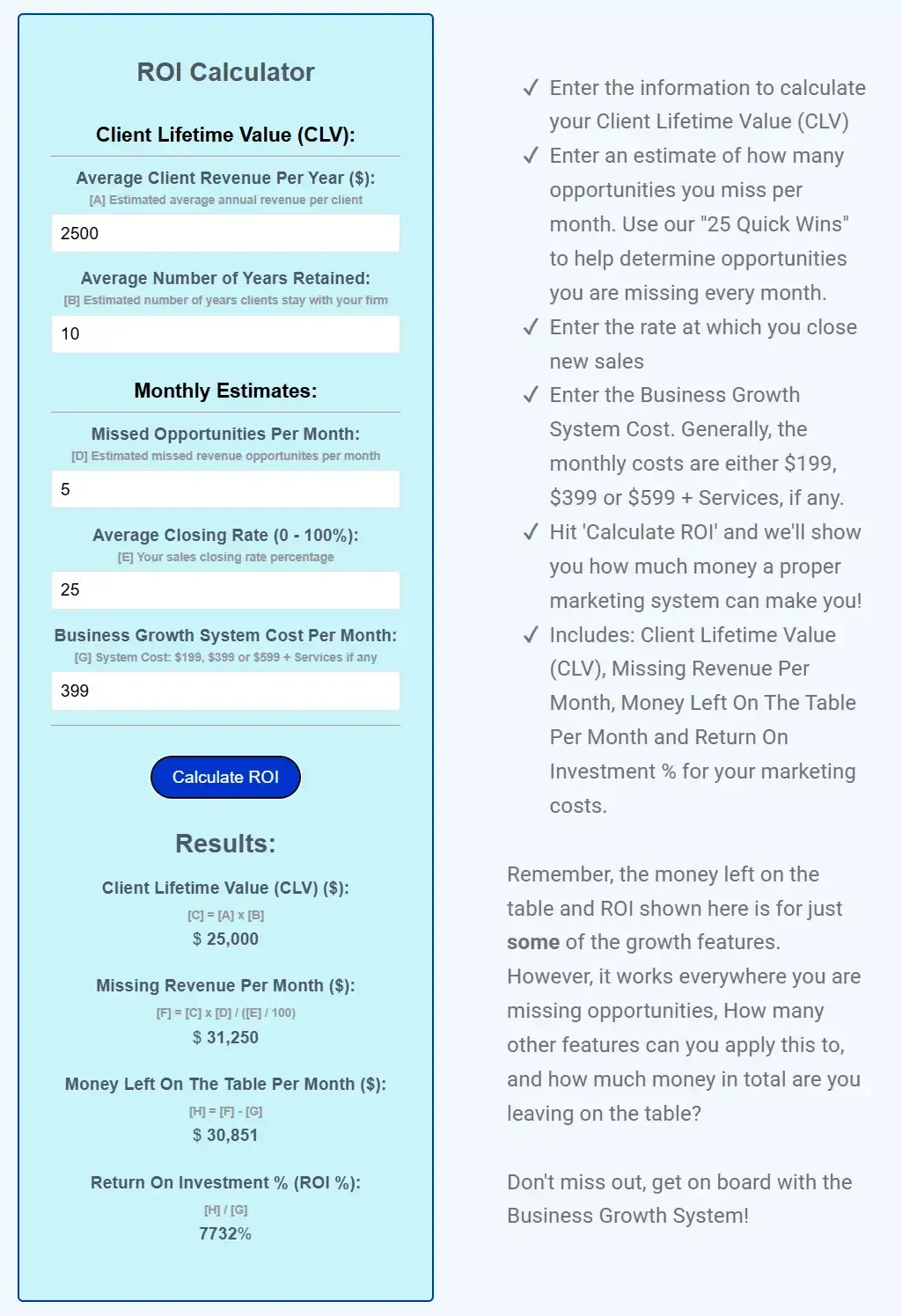 BGS New ROI Calculator