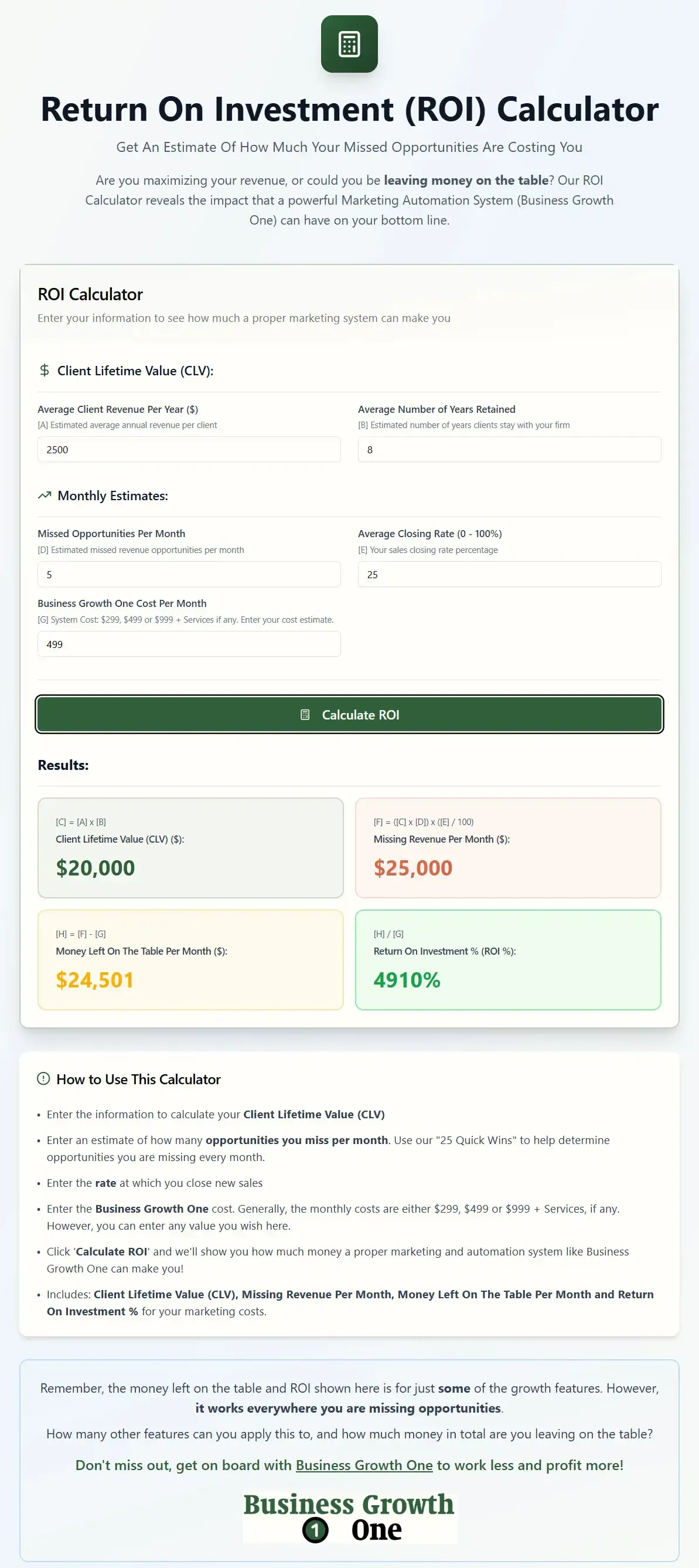 Feature 10 ROI Calculator image