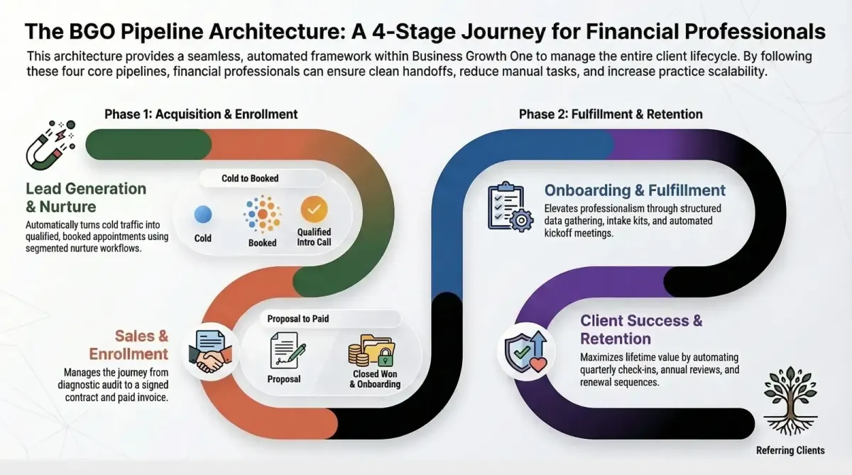Business Growth Success 4 Stage Pipeline Achitecture