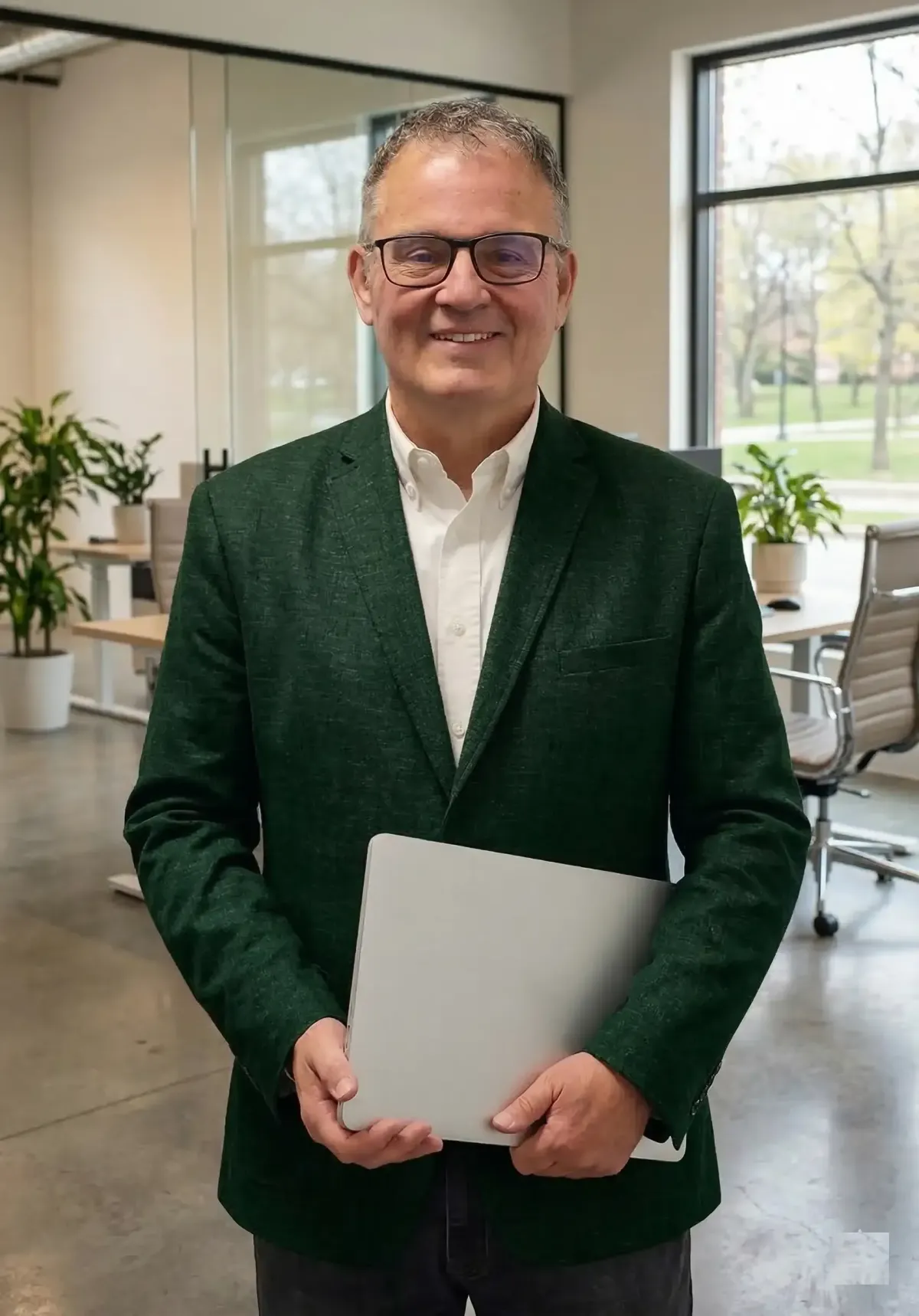 Patrick Muldoon CPA standing with laptop in hand image