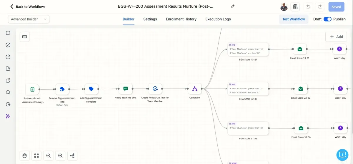 Workflow Builder - automated follow-up running while you work