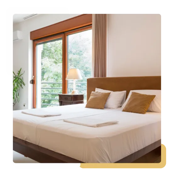 Clean vacation rental bedroom prepared for guests in Plantation FL