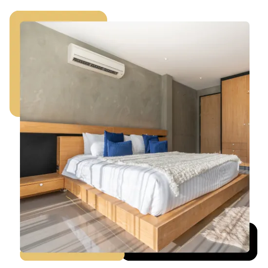 Clean bedroom prepared for vacation home guests