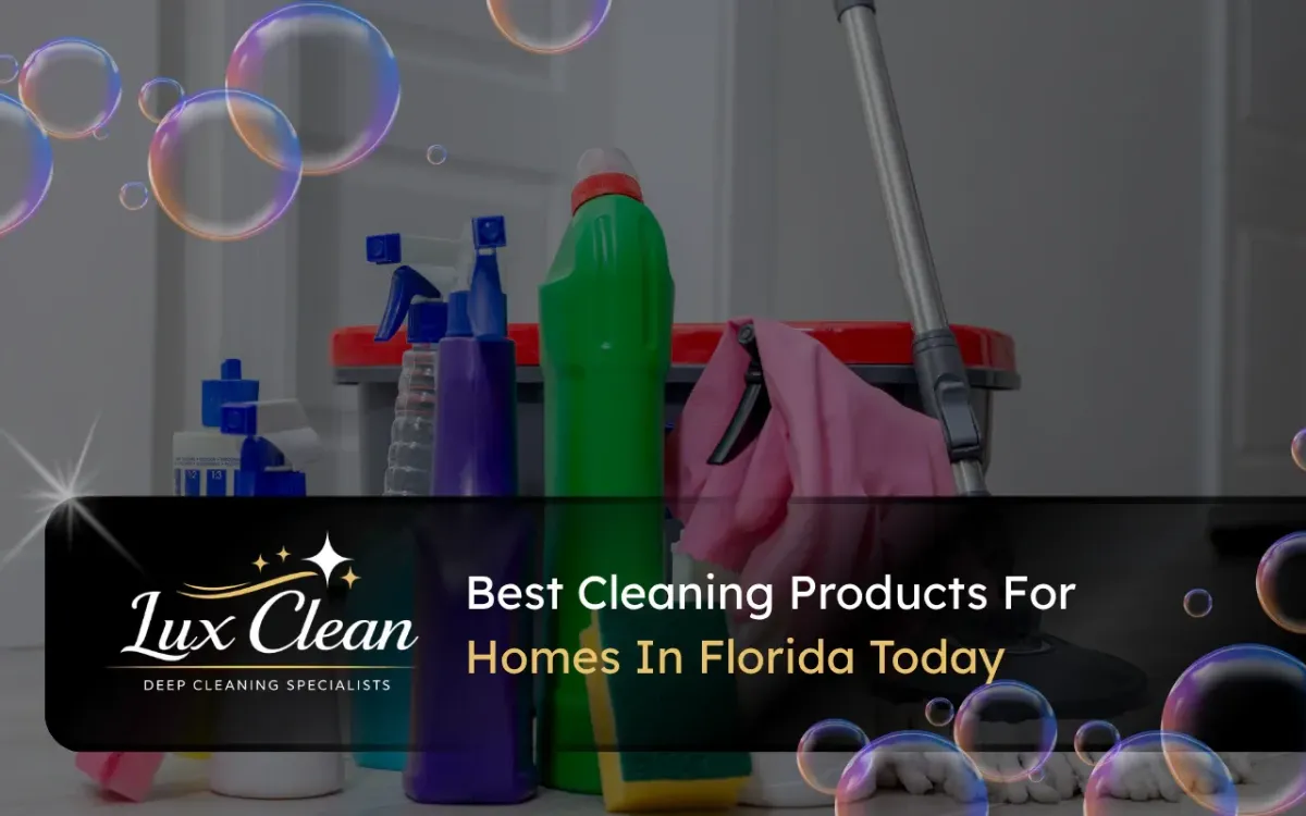 Cleaning products for homes in Florida arranged for daily use