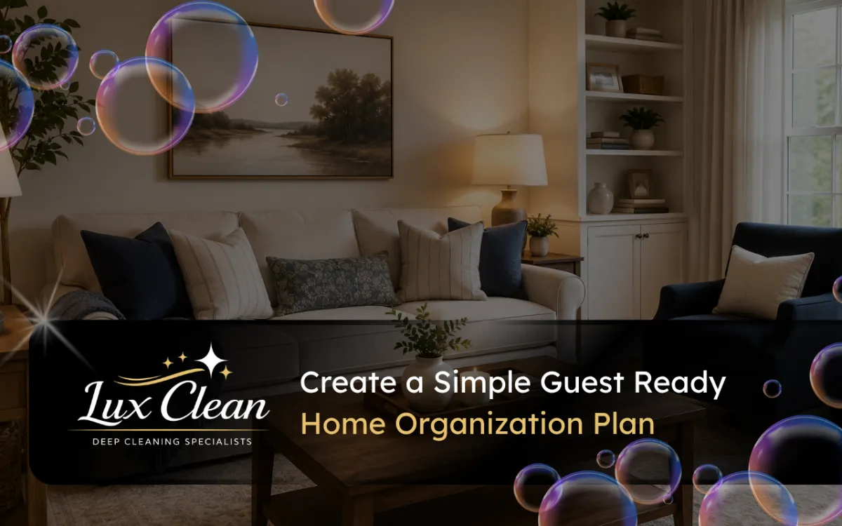 Guest ready home organization in a clean and welcoming living room