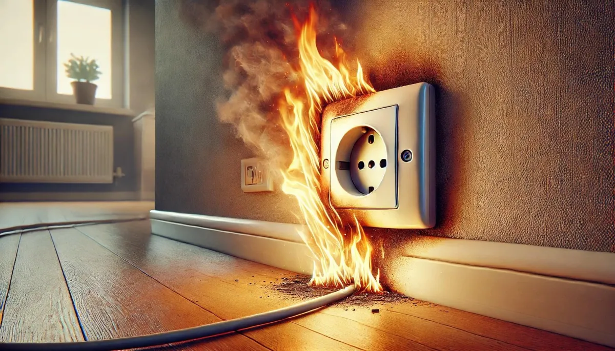 Electrical emergency, namely a socket on fire