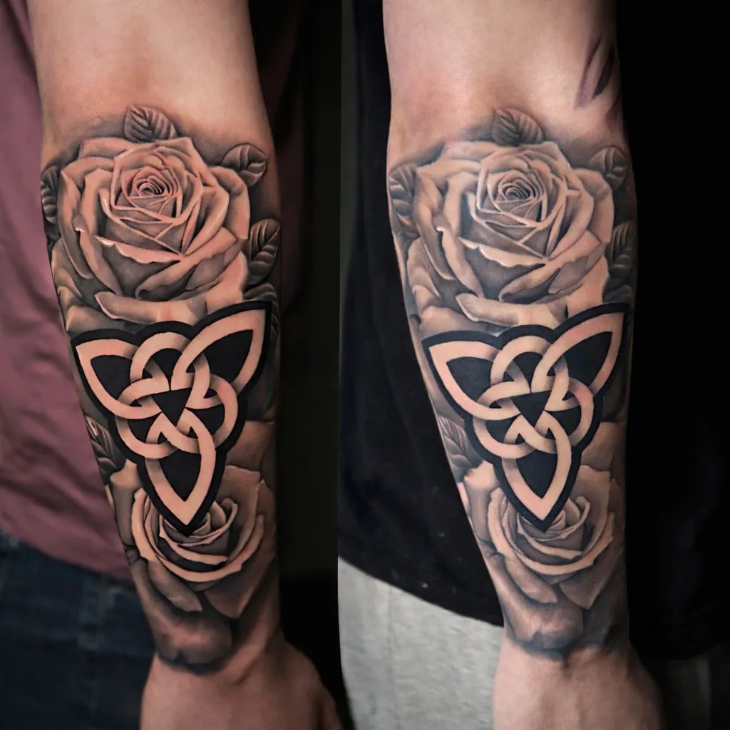 Detailed fine line blackwork tattoo design