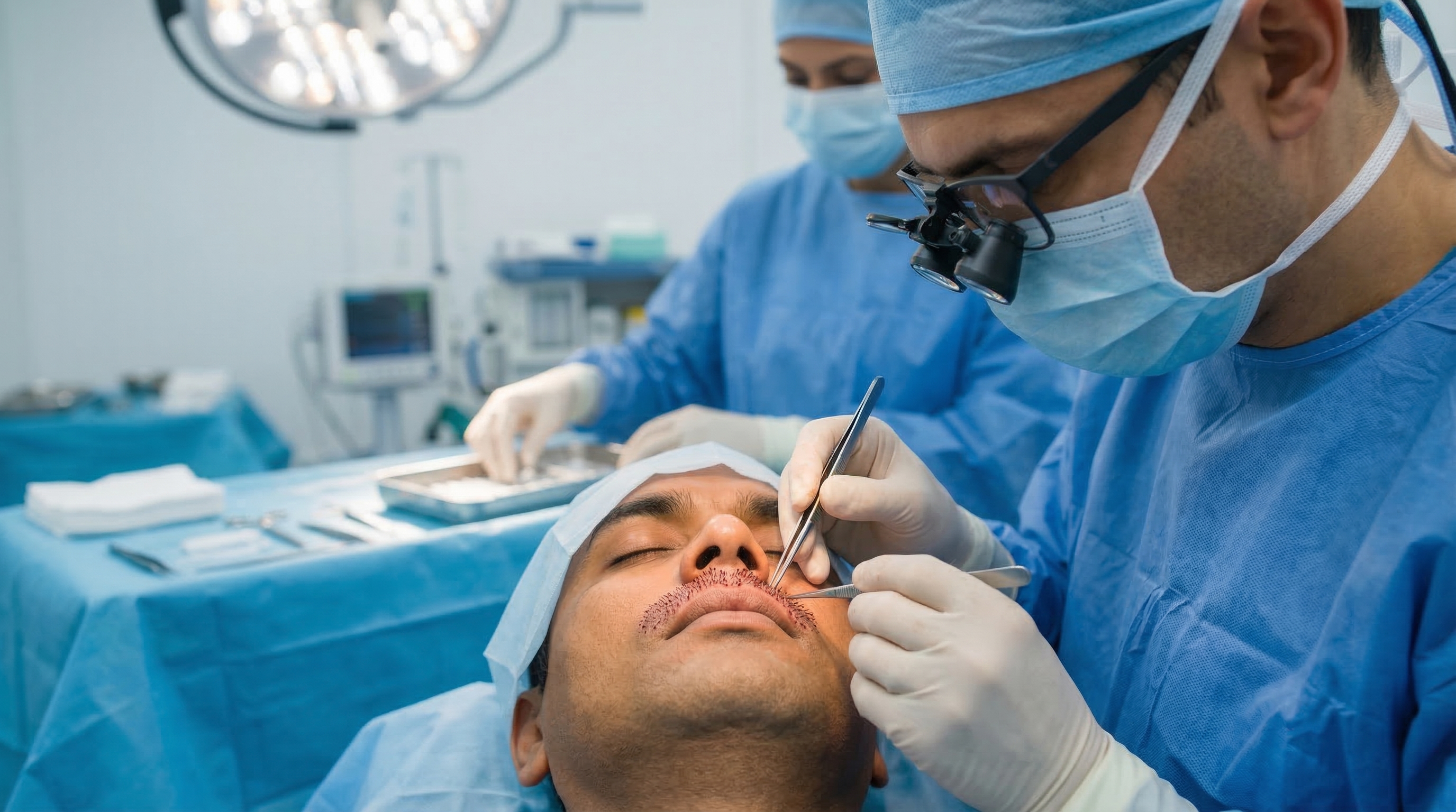 Moustache hair transplant before and after results at iGraft Global Hair Services India