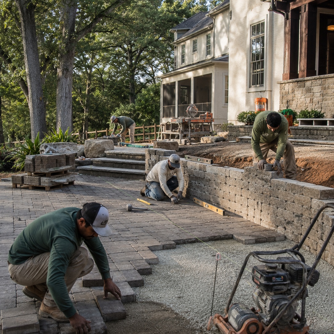 Backyard patio construction in progress