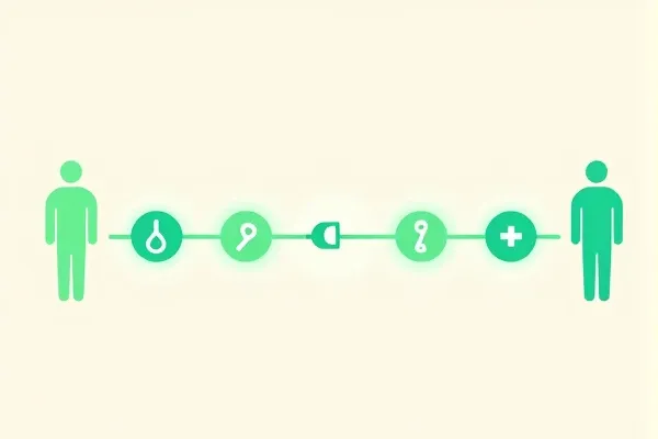 Illustration of a metabolic pathway with sugar molecules and keys, representing insulin resistance and the signs to watch for.
