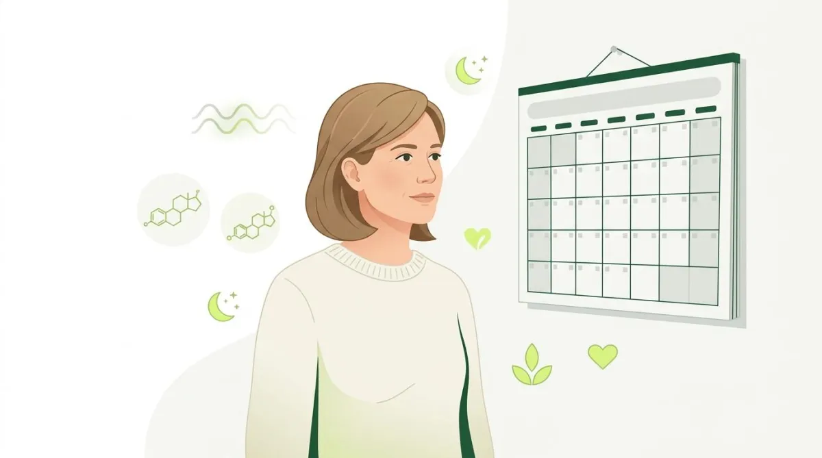 Woman in her 40s tracking irregular periods and possible perimenopause symptoms