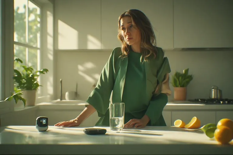 Adult experiencing shakiness between meals, illustrating possible blood glucose, nutrition, and metabolic health factors.