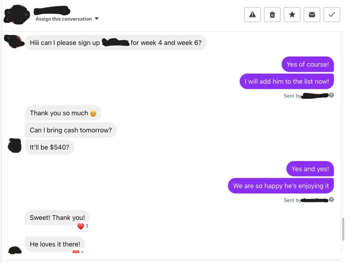 Smartphone screen mockup showing a chat message conversation