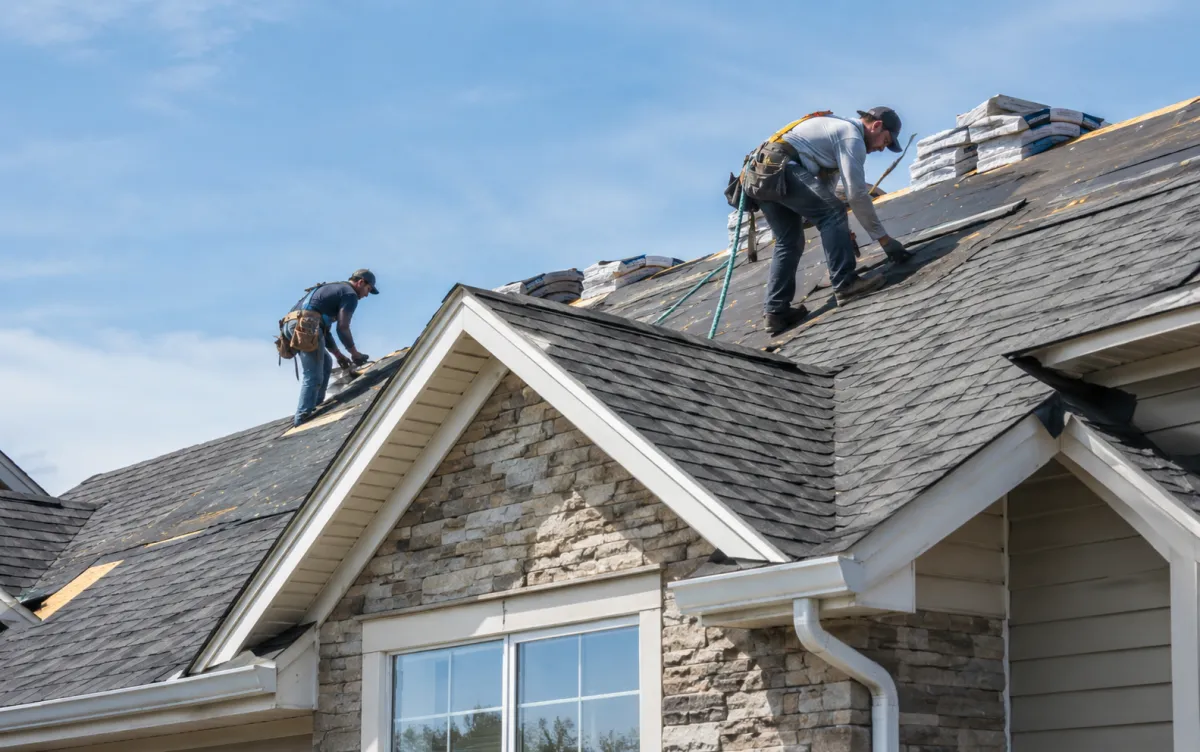Roof installation project on a residential home in Rochester Hills, Michigan