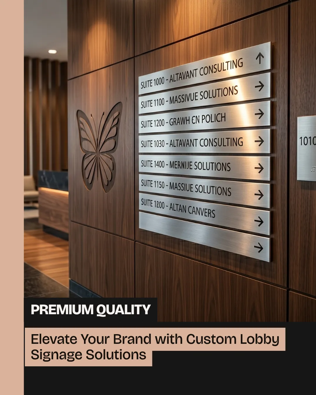 Architectural lobby wall engraving