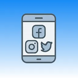 Smartphone displaying social media icons for Facebook, Instagram, and Twitter, representing social media management services.